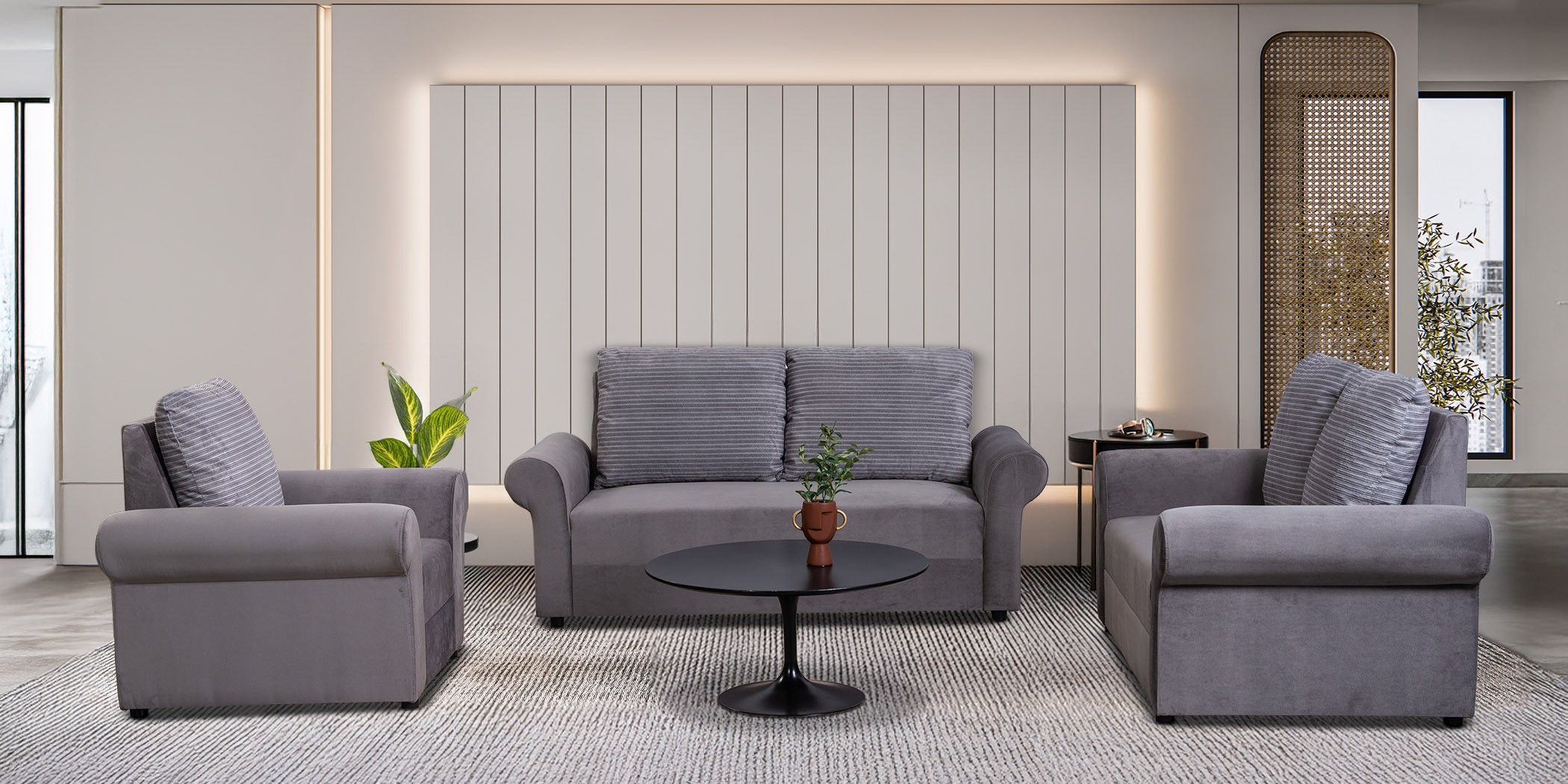 Lina Sofa 3+2+1 Oakley Graphite Col