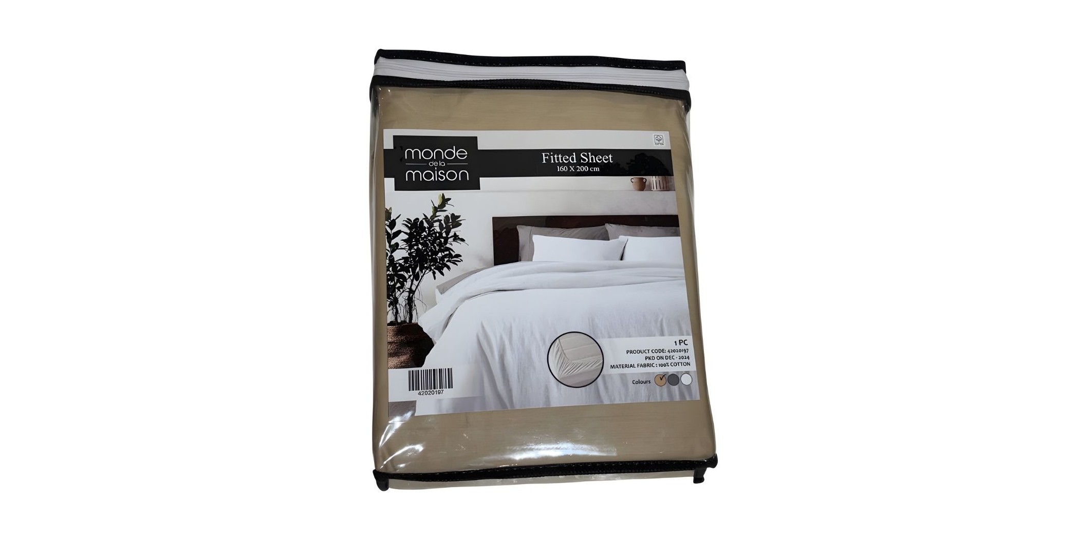 Fitted Sheet 160x200 cm Beige Cotton