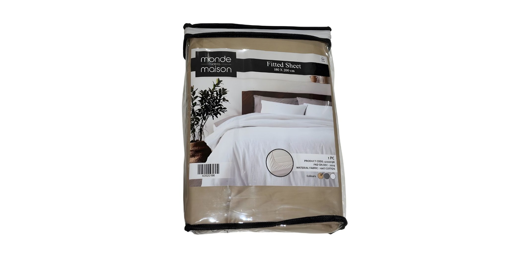 Fitted Sheet 180x200 cm Beige Cotton