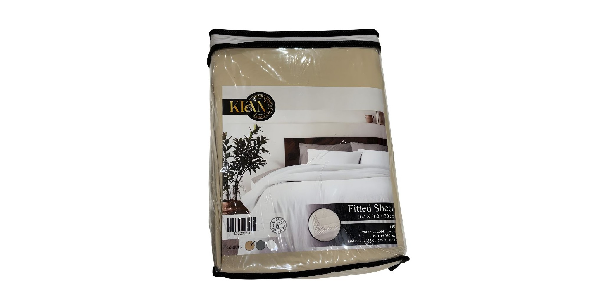 Fitted Sheet 160x200+30 cm Beige Micro Polyester