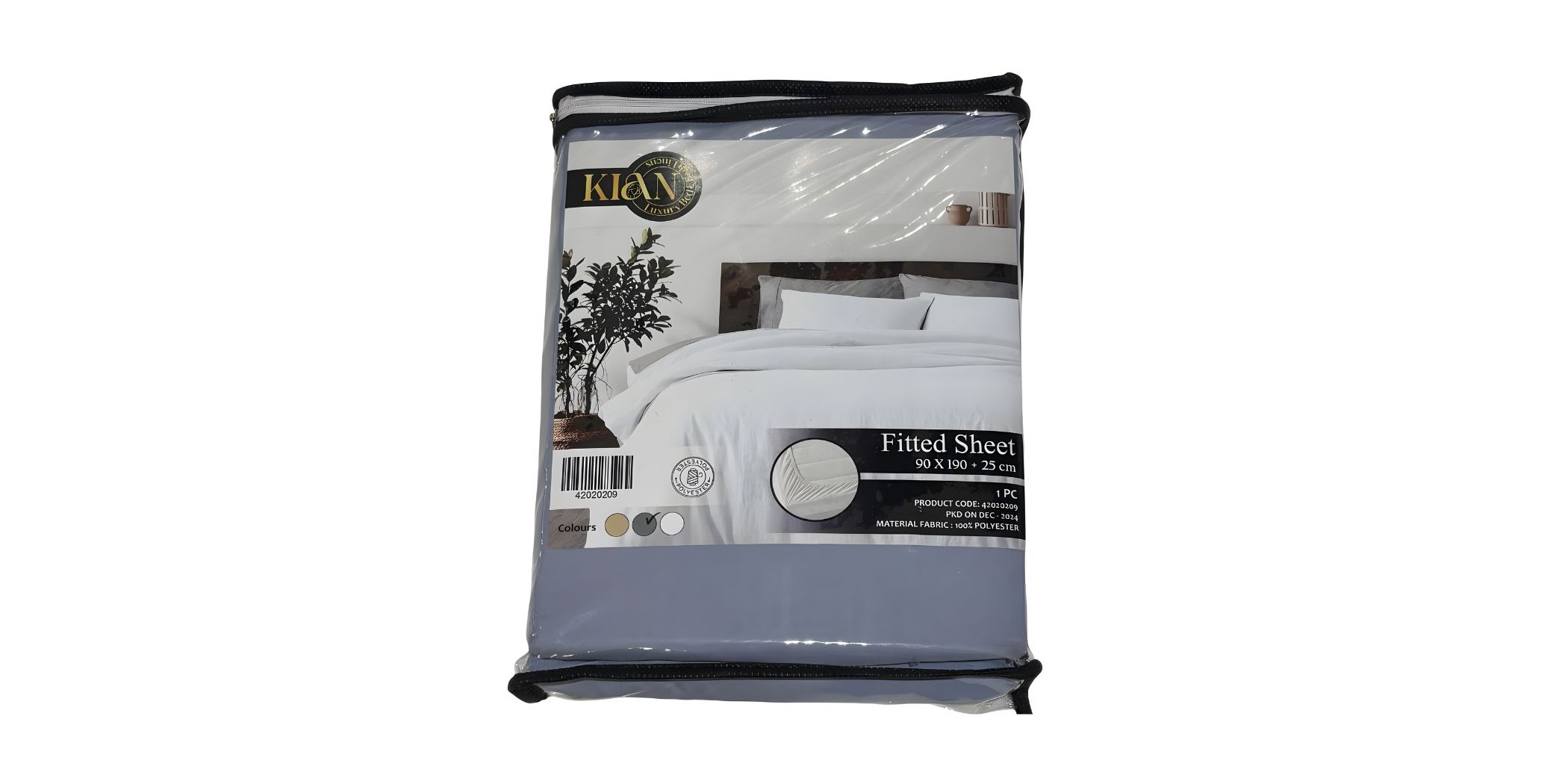 Fitted Sheet 90x190+25 cm Grey Micro Polyester