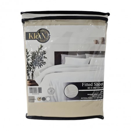 Fitted Sheet 90x190+25 cm Beige Micro Polyester