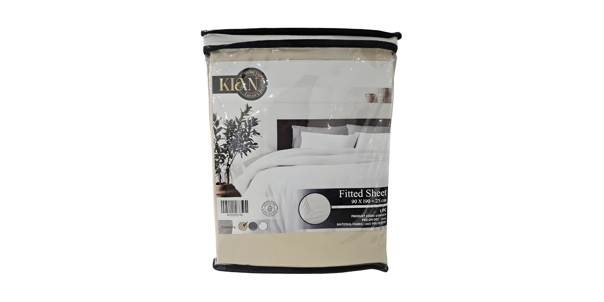 Fitted Sheet 90x190+25 cm Beige Micro Polyester