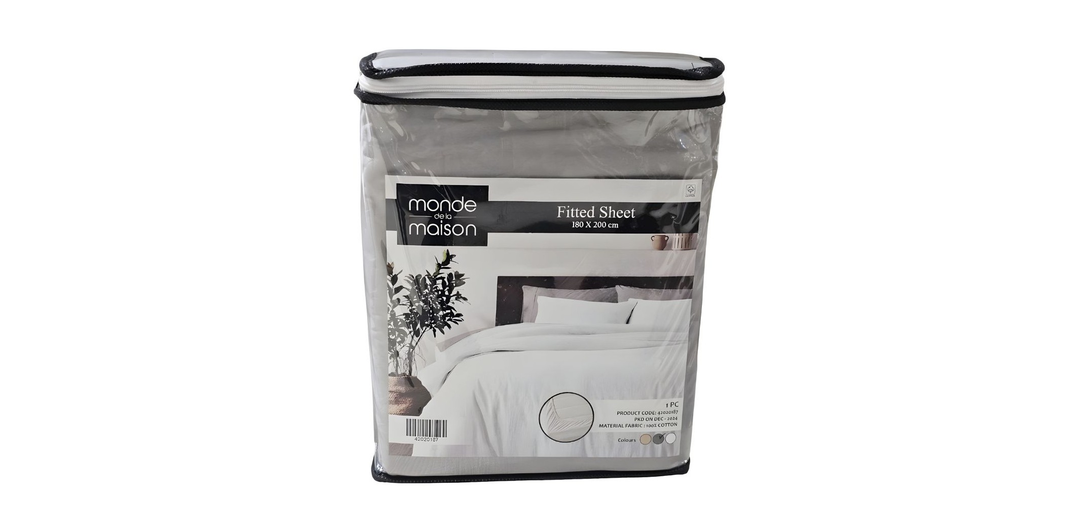 Fitted Sheet 180x200 cm Grey Cotton
