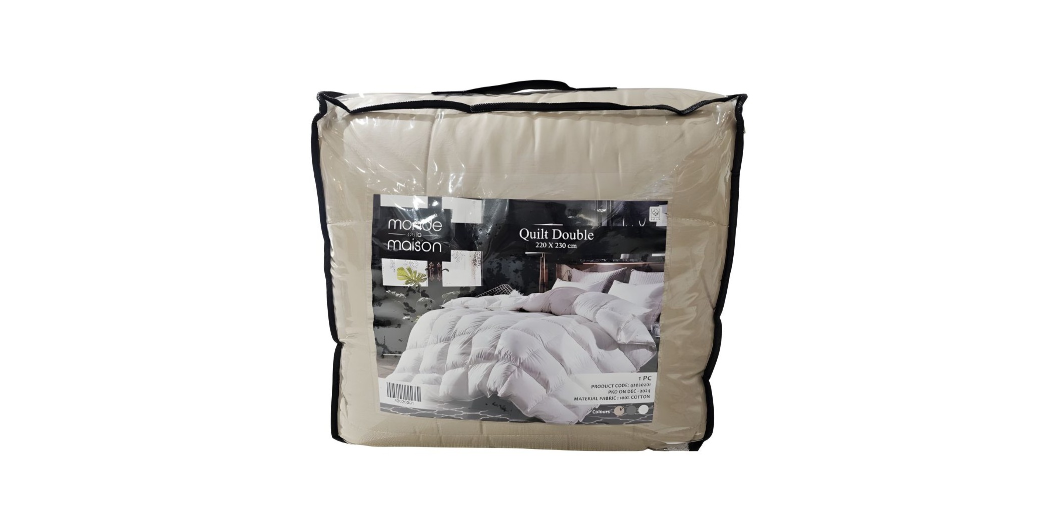 Quilt Double 220x230 cm Beige Cotton