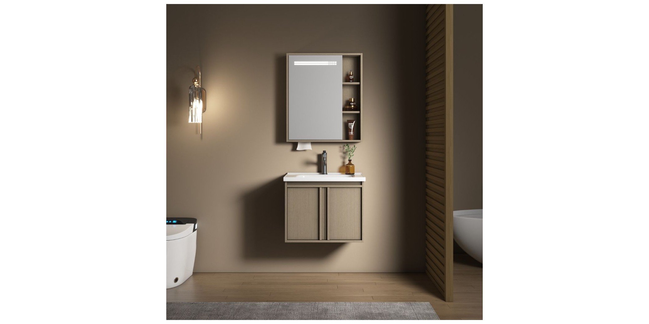 Bathroom Cabinet With 2 Doors & Mirror Sensor Switch -Ref 2269-60
