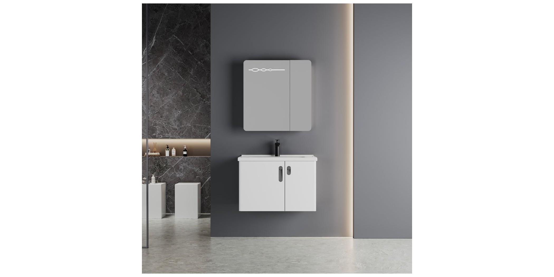 Bathroom Cabinet With 2 Doors & Mirror Sensor Switch -Ref DE01-6L