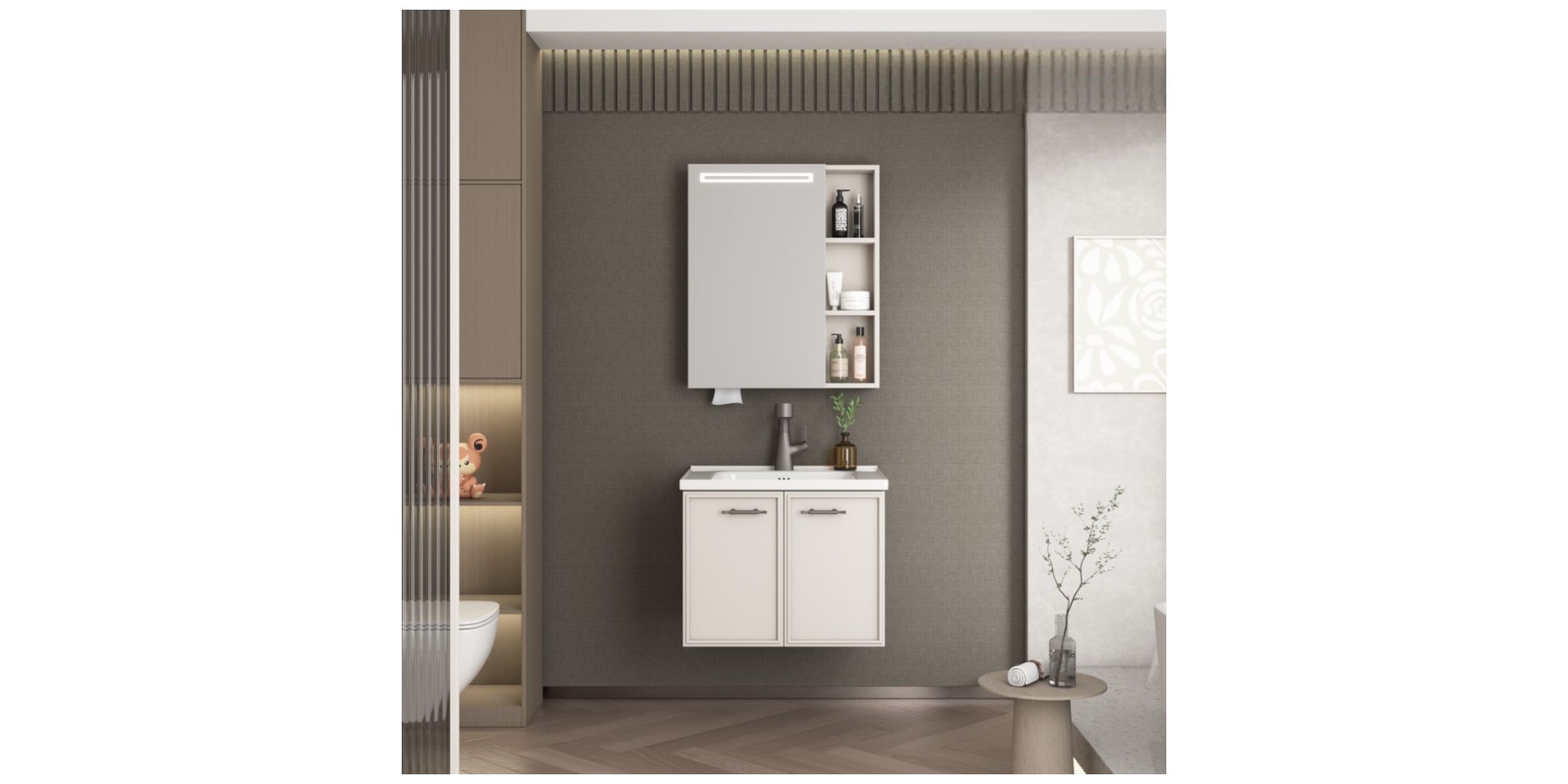 Tulip Bathroom Cabinet With 2 Doors & Mirror Sensor Switch -Ref 2250-60