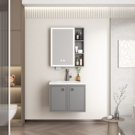 Cherry Bathroom Cabinet With 2 Doors & Mirror Touch Switch -Ref 2255-60
