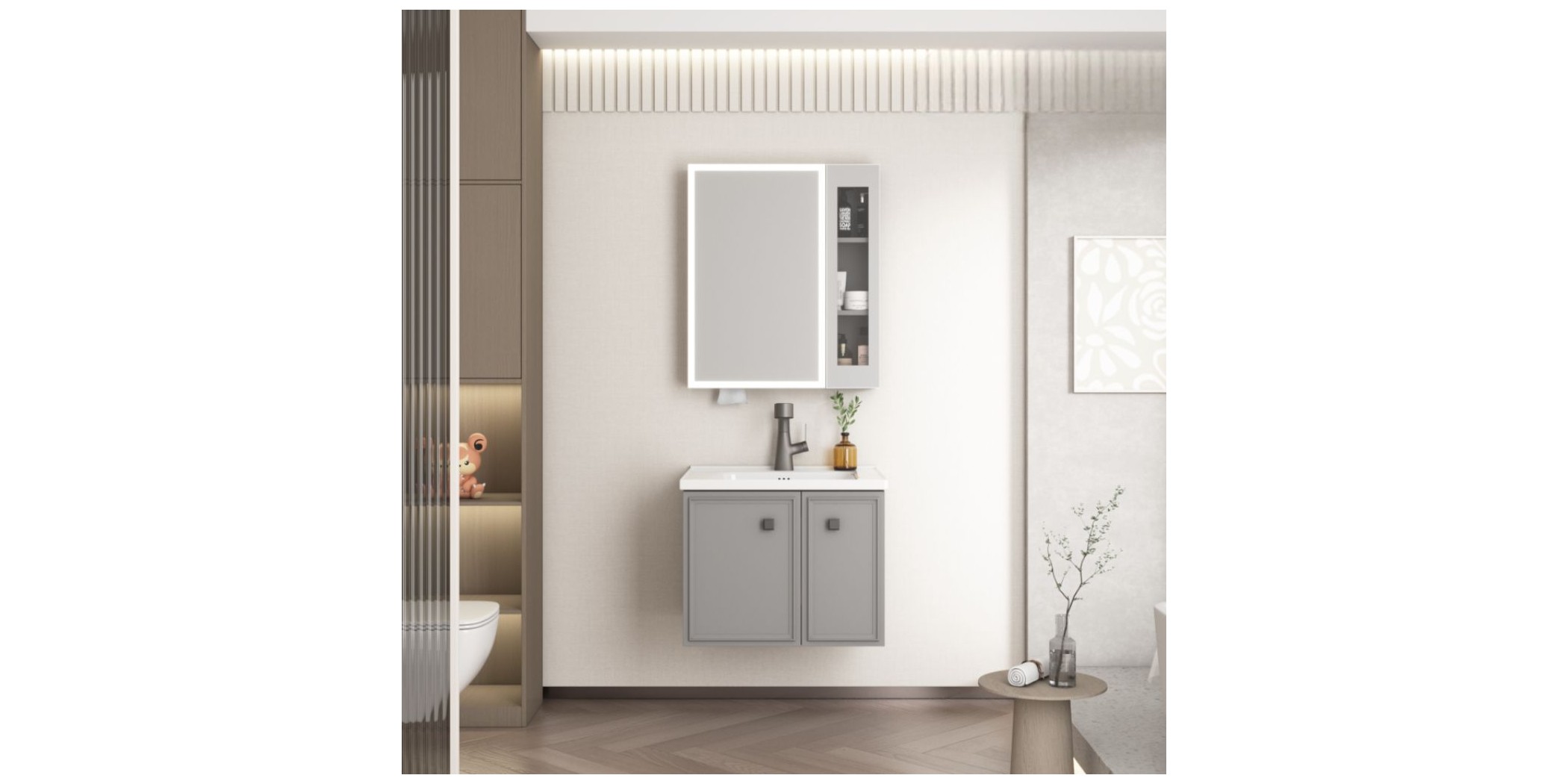 Bathroom Cabinet With 2 Doors & Mirror Sensor Switch - Ref 2252-60