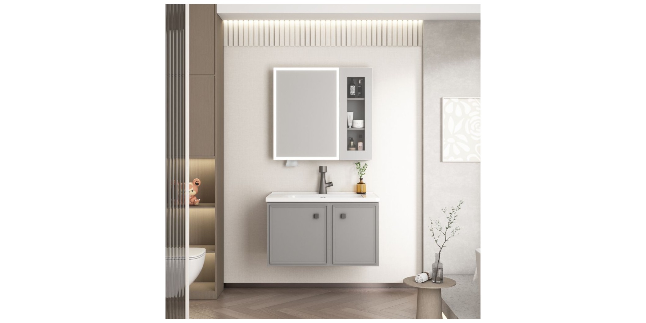 Bathroom Cabinet With 2 Doors & Mirror Sensor Switch - Ref 2250-80