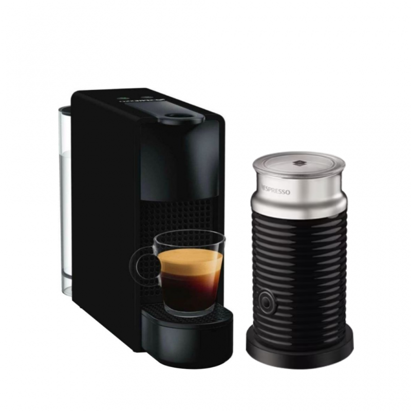 Nespresso Mini Essenza C30 Black & Aero 3 Bundle 2YW Coffee Mach