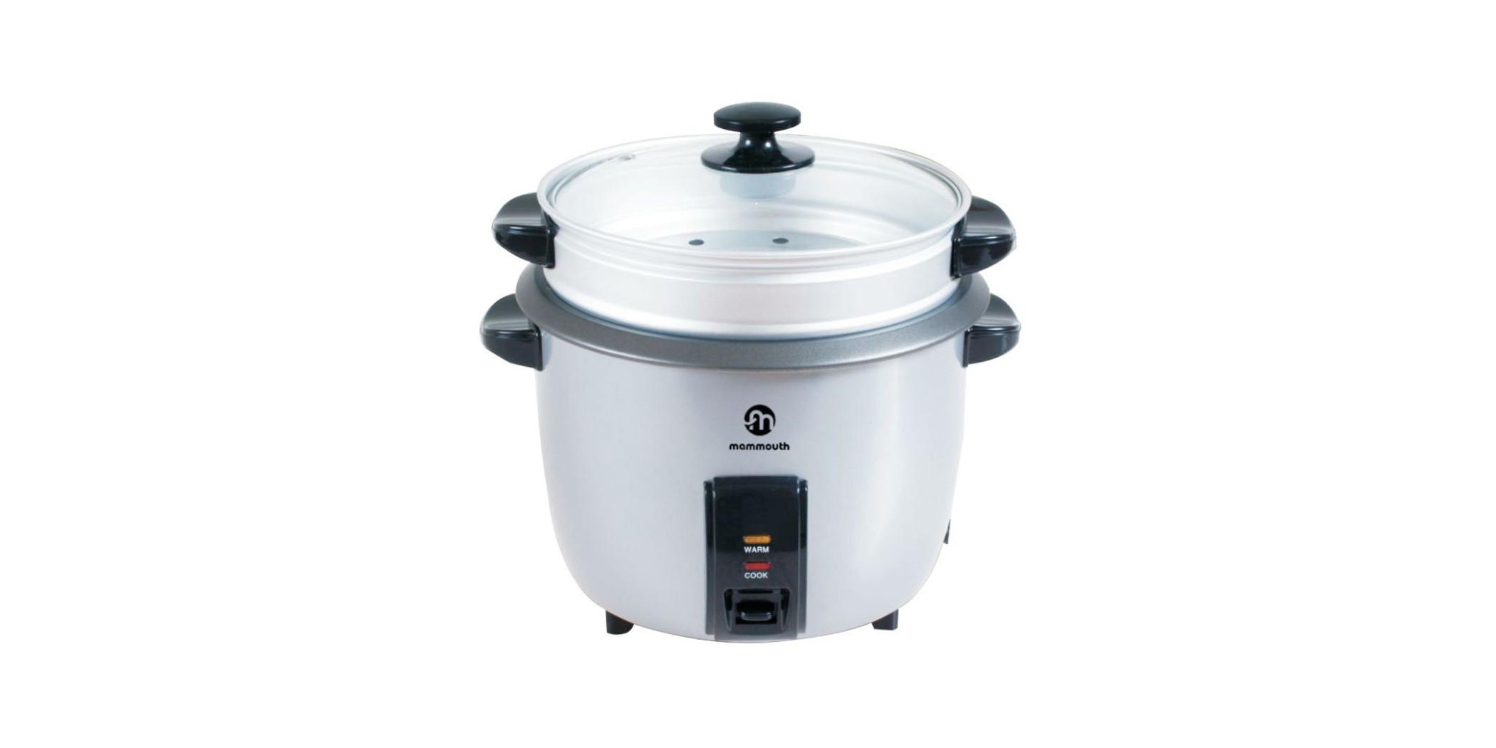 Mammouth MRC280S 2.8L Silver Grey Rice Cooker With Glass Lid & Steamer