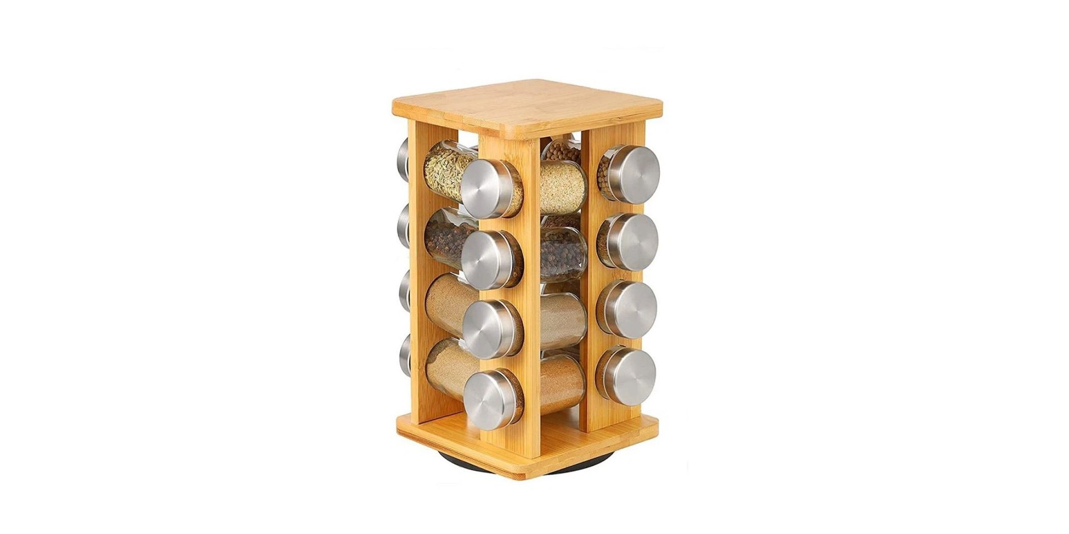 Bamboo Spice Rack With Jars