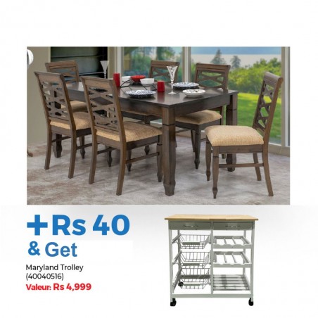 Nairobi Table and 6 Chairs Rubberwood & Get Maryland Kitchen Island Cart Trolley