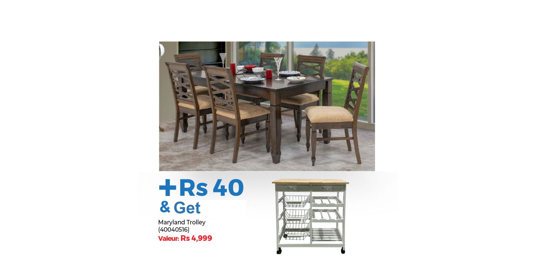 Nairobi Table and 6 Chairs Rubberwood & Get Maryland Kitchen Island Cart Trolley