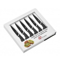 Pradel Set Of 6 Black Non-Stick Blade Knives P0001515/CC006N "O"