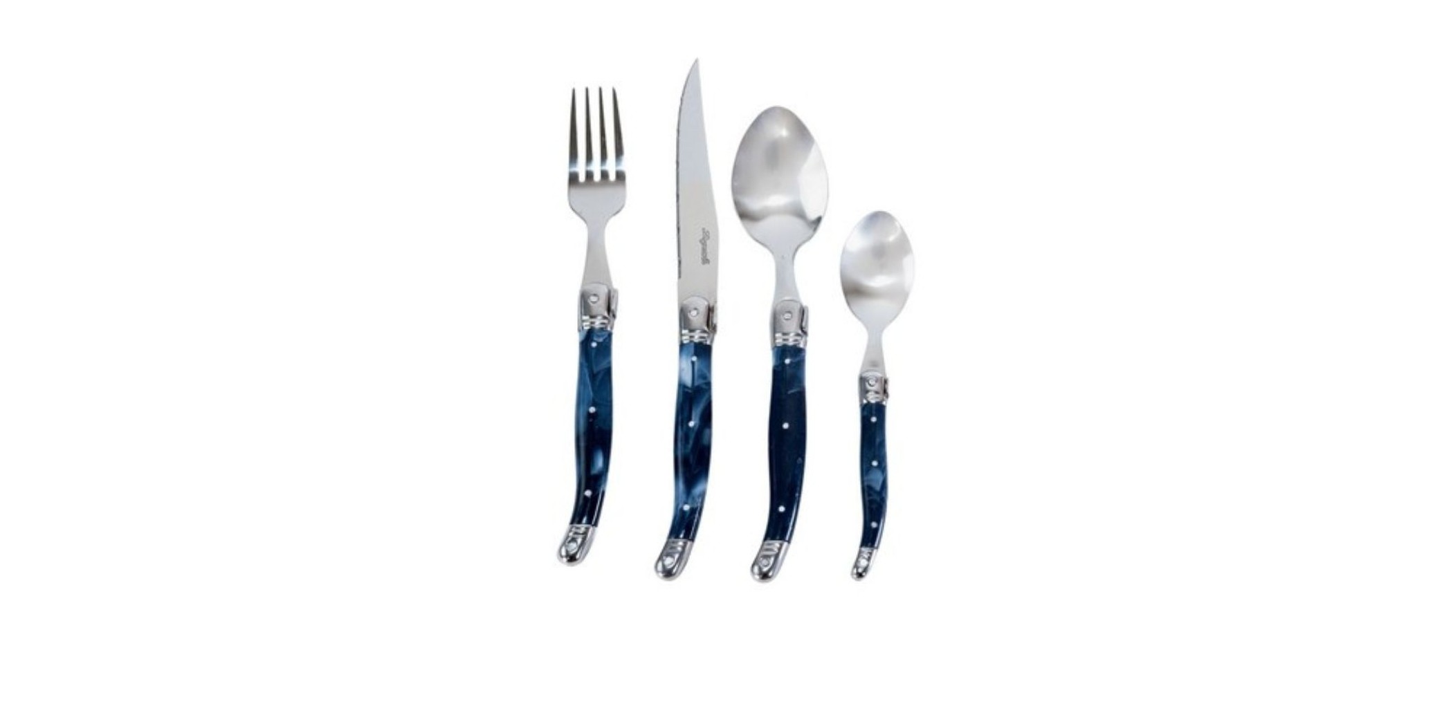 Pradel Laguiole Menagère 24pcs Gris Marbre Cutlery Set Postiche Handle P0000581/7214BIS "O"