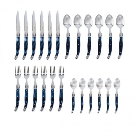 Pradel Laguiole Menagère 24pcs Gris Marbre Cutlery Set Postiche Handle P0000581/7214BIS "O"