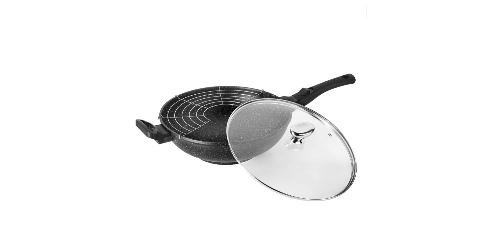 Pradel Premium 32cm Stone Style Wok With Glass Lid P0001233/52885M "O"