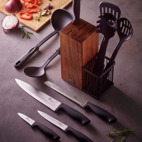 Pradel Essentials 10pcs Knives & Utensil Block Soft PP Black Handles - PCOT001029 "O"