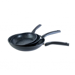 Pradel Set 3 Pans 20/24/28cm+2 Saucepans 18/20cm Stone Style Black Exterior- P0002063/55005MN "O