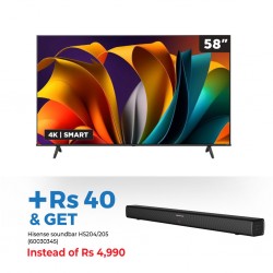 Hisense 58A6N 58" 4K Smart Led TV & Hisense HS204 Sound bar 2.0 CH