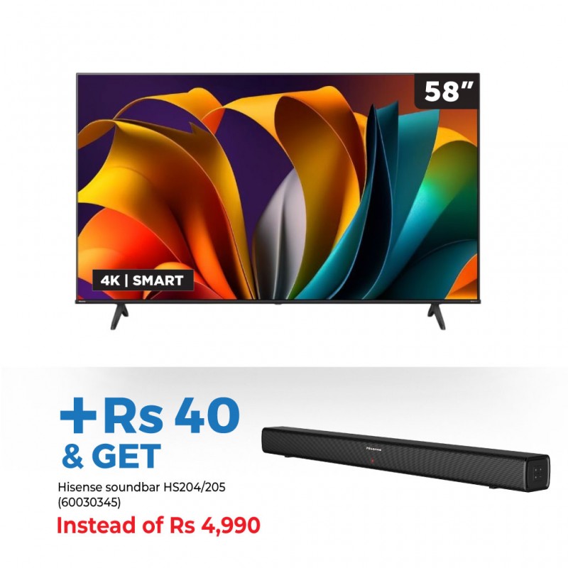 Hisense 58A6N 58" 4K Smart Led TV & Hisense HS204 Sound bar 2.0 CH