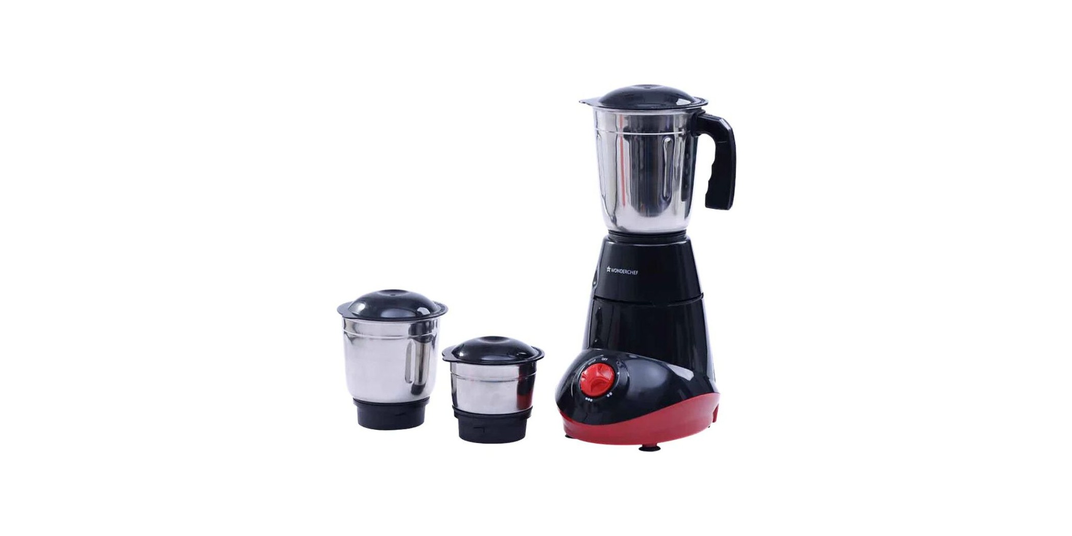 Wonderchef WON651-63154712 Capri Mixer Grinder 550W Black & Red 5YW "O"
