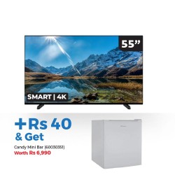 Myros DSU-559500APSN 55” Smart Android Led TV & Free Candy CFL050EN Mini bar 44L