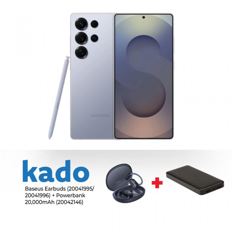 Samsung Galaxy S25 Ultra Titanium Silverblue 12GB/512GB & Free Baseus Eli Earbuds White + POWERBANK AS-P30 20,000MAH