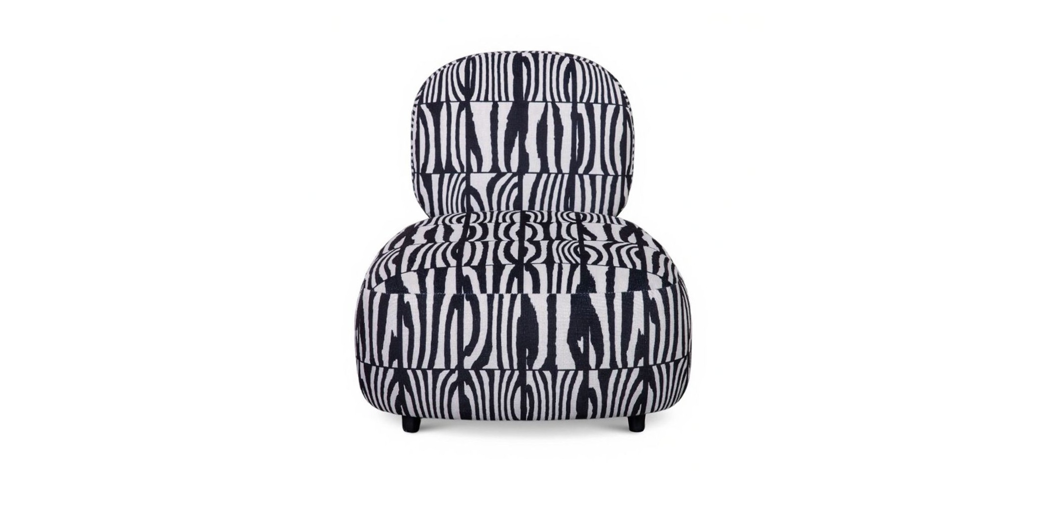 Oren Armless Chair In Black & White Fabric