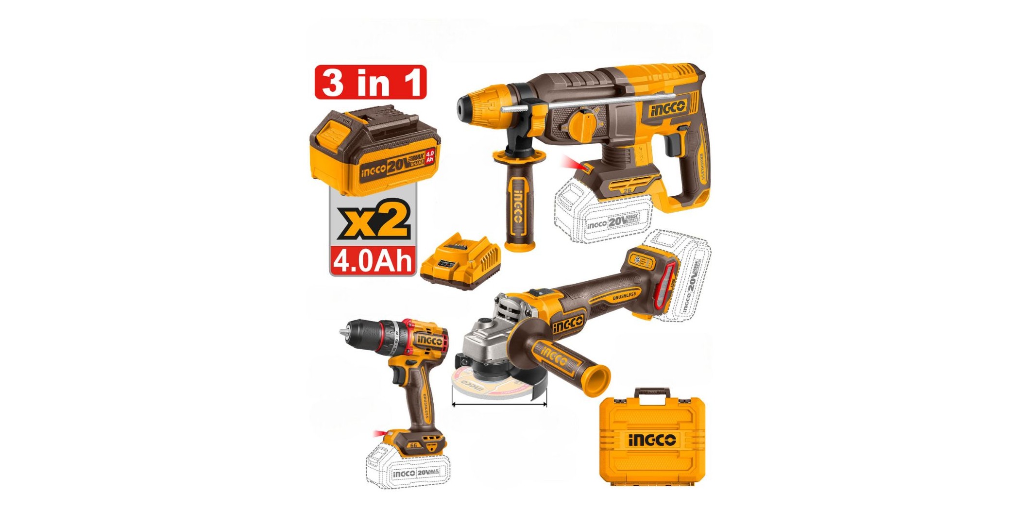 Ingco COSLI241198 3 IN 1 Combo Kit