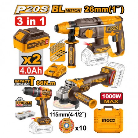 Ingco COSLI241198 3 IN 1 Combo Kit