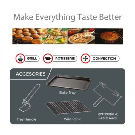 Sanford SF5620EO 48L 2YW Silver Electric Oven With Grill, Rotisserie + Convection Function