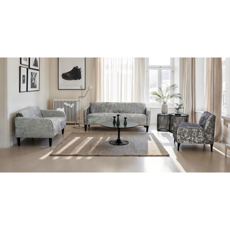 Brava Sofa 3+2+Armless Chair Silver Fabric Brava Sofa 3+2+Armless Chair Silver Fabric