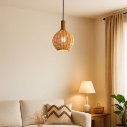 Pendant Lamp Rattan & Metal 20x20x26cm
