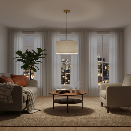 Pendant Lamp Metal & Fabric 35x35x23cm