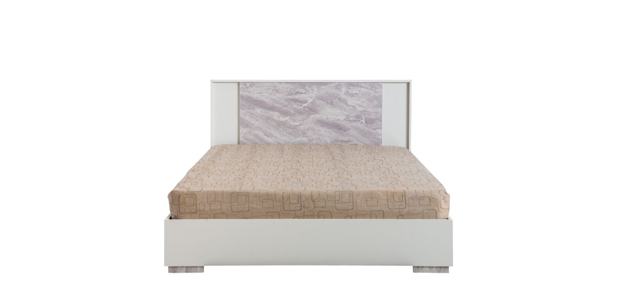 Sofia Bed 160x200 cm Gold Marble And White