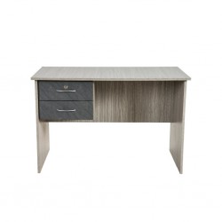 Zephyr Office Table With 2 Drawers In Melamine MDF Stone Grey And Mistrale Grey