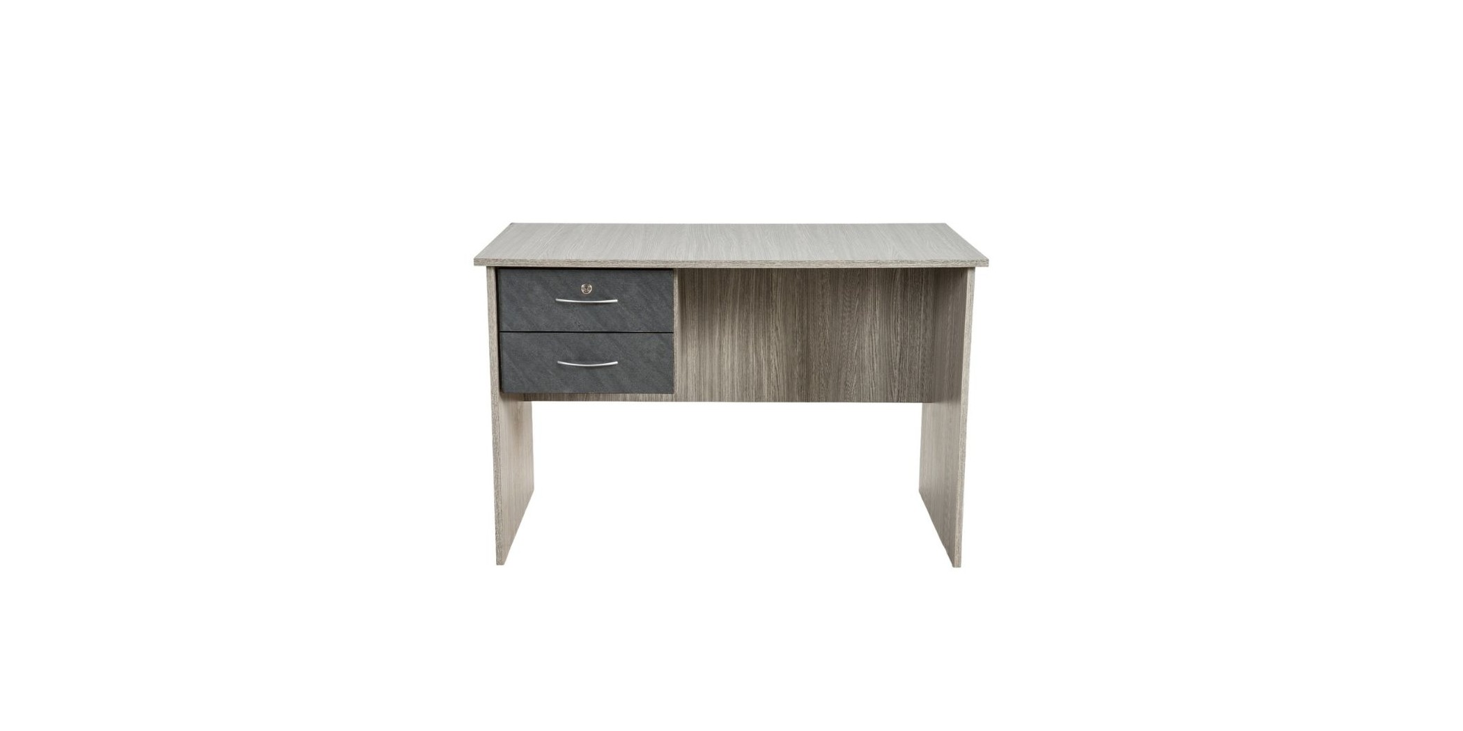 Zephyr Office Table With 2 Drawers In Melamine MDF Stone Grey And Mistrale Grey