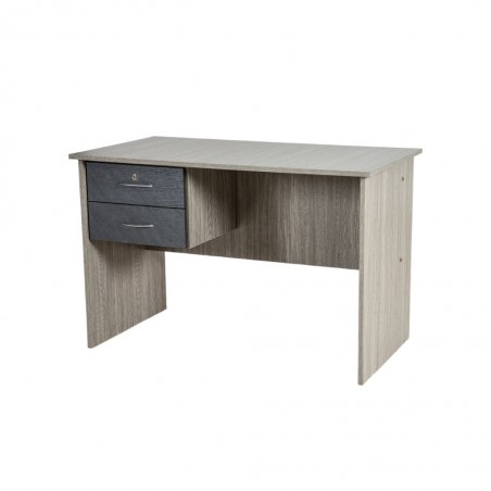 Zephyr Office Table With 2 Drawers In Melamine MDF Stone Grey And Mistrale Grey