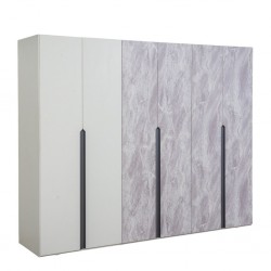 Sofia Wardrobe 6 Doors Marble Grey And White