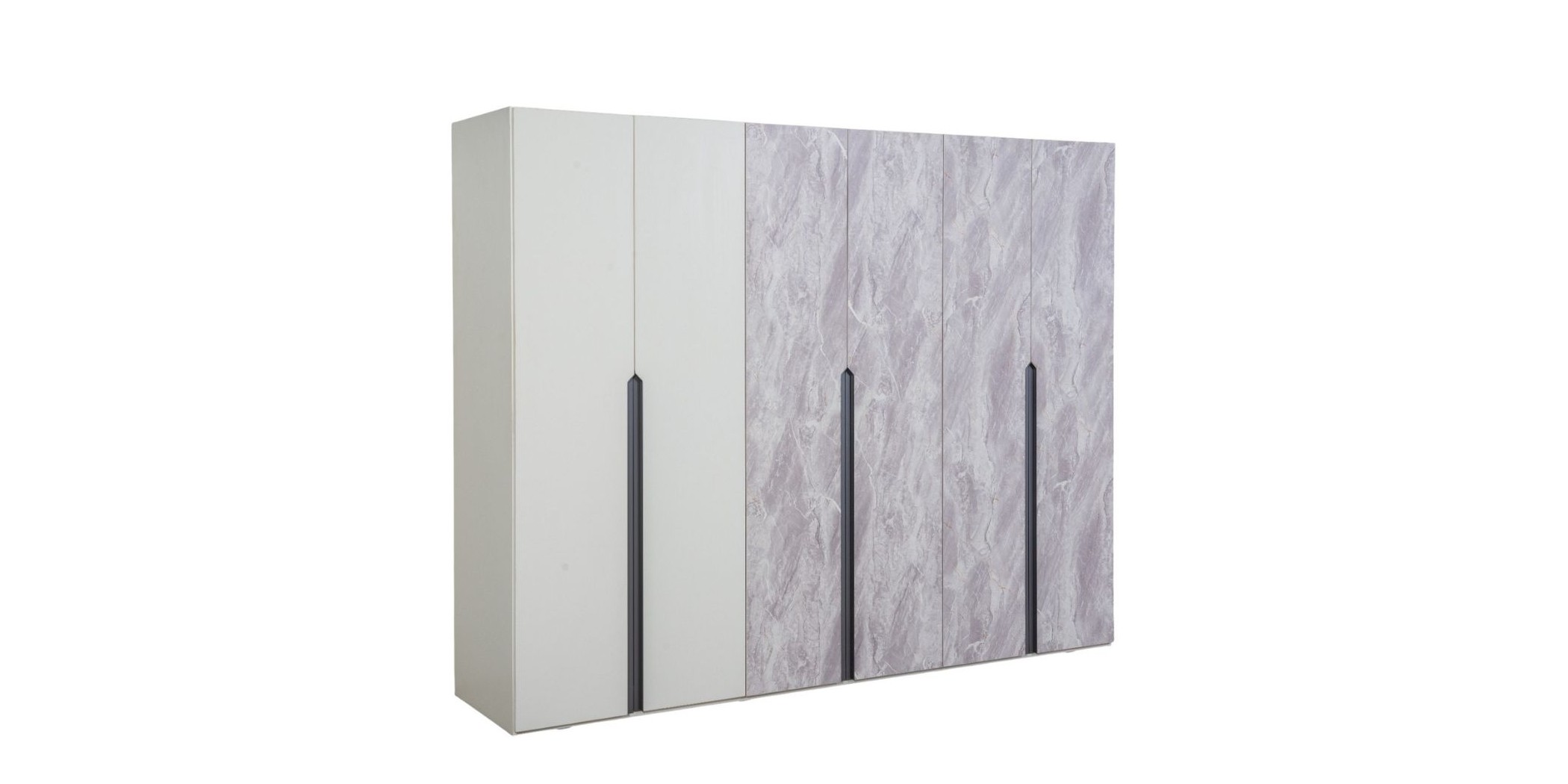 Sofia Wardrobe 6 Doors Marble Grey And White