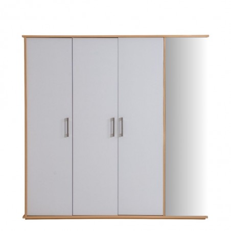 Capella Wardrobe 3 Drs With Shoe Rack & Side Door White & Light Oak