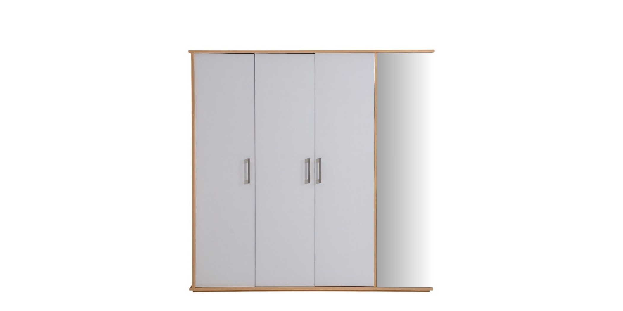 Capella Wardrobe 3 Drs With Shoe Rack & Side Door White & Light Oak