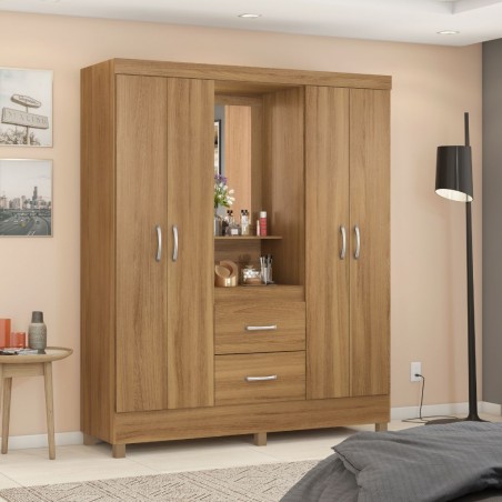 Capelinha Wardrobe  4 Drs & 2 Drawers Almond Touch With Mirror
