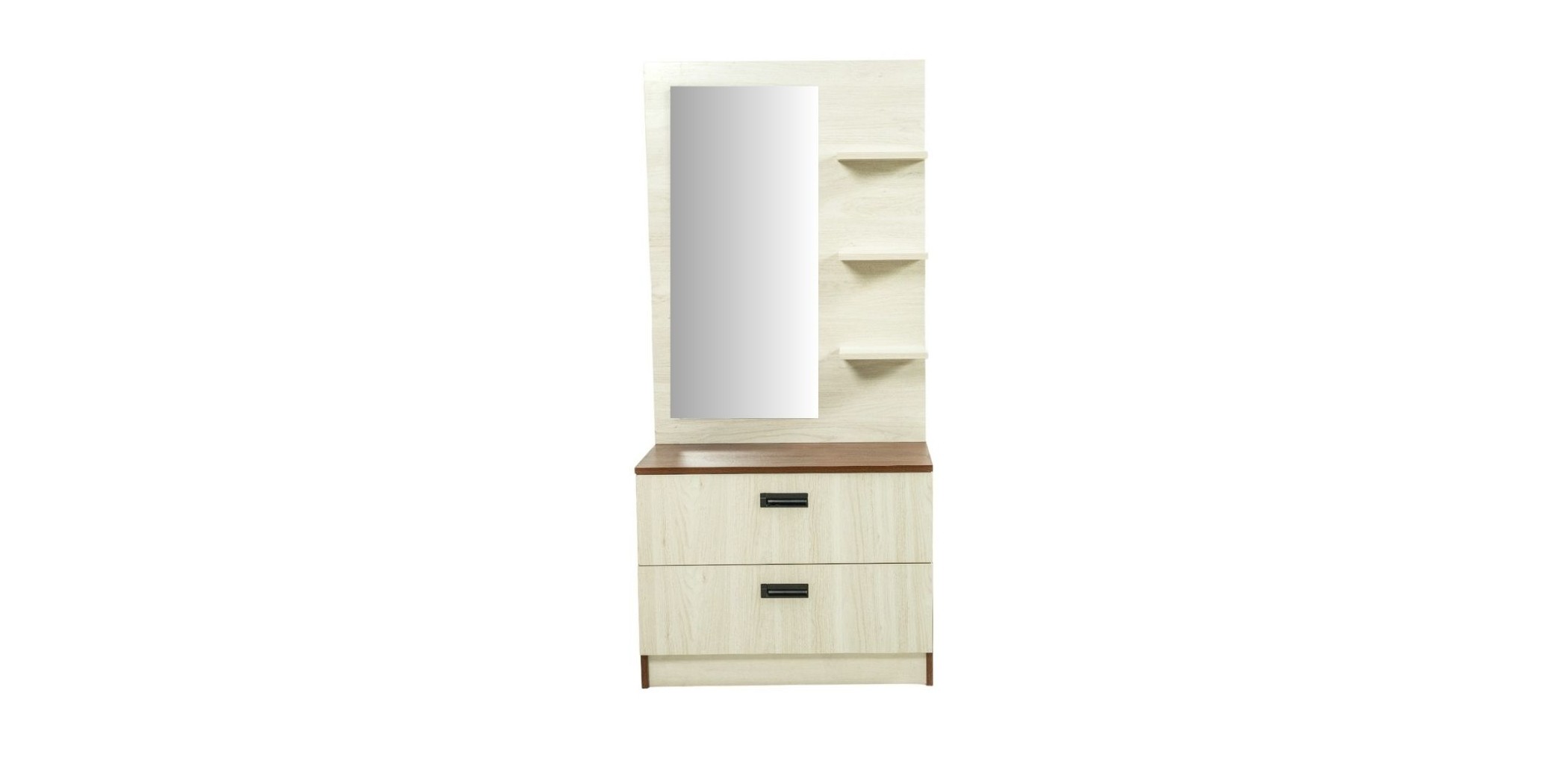 Barcelona Dressing Table and Pouf Dark Walnut & Ash Grey