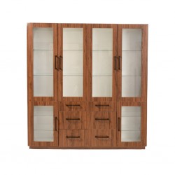 Hyacintha Buffet With Glass Shelves Dark Walnut