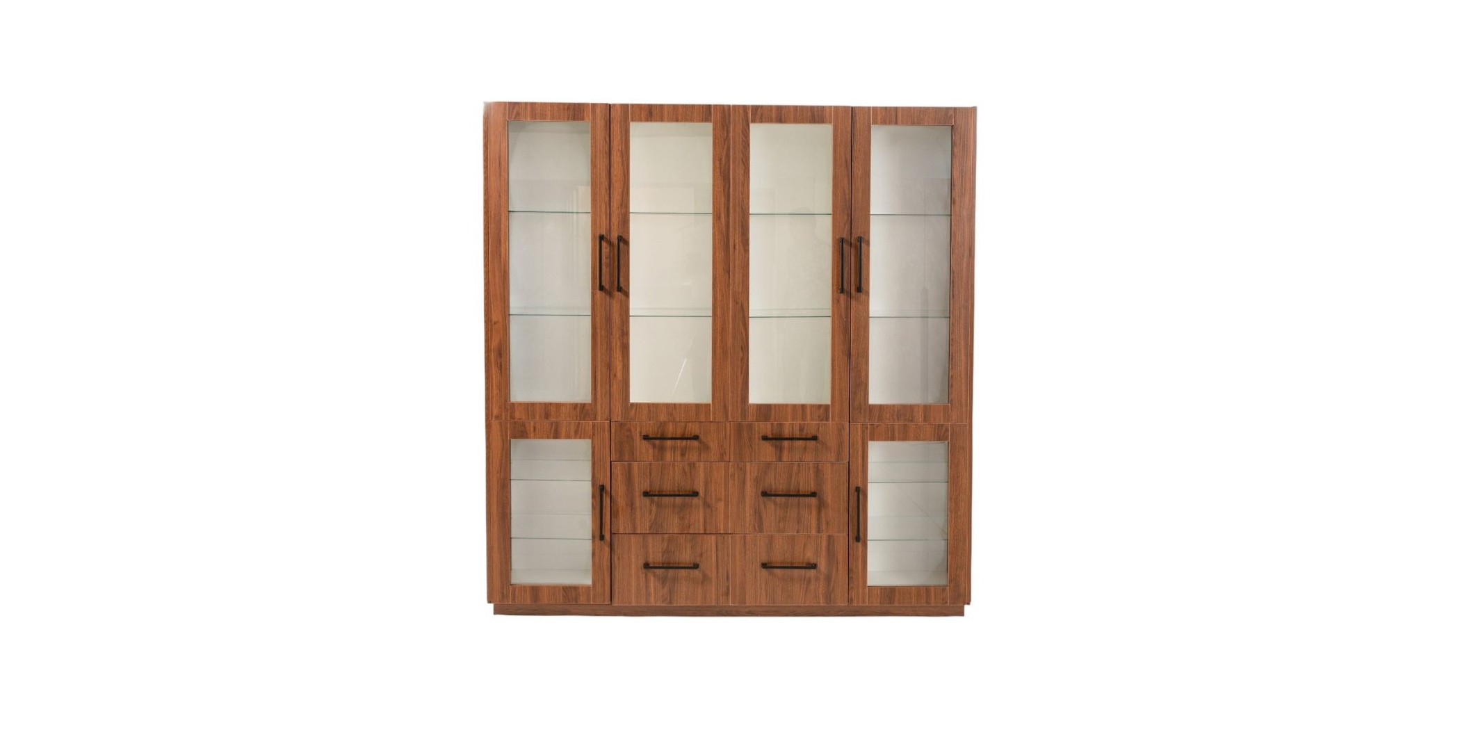 Hyacintha Buffet With Glass Shelves Dark Walnut